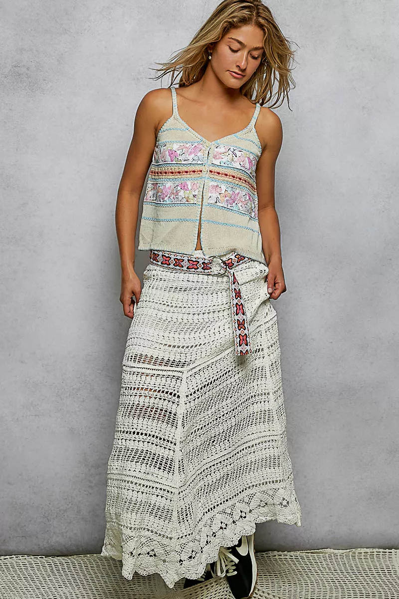 POL Boho Crochet Knit Maxi Skirt - Image 4