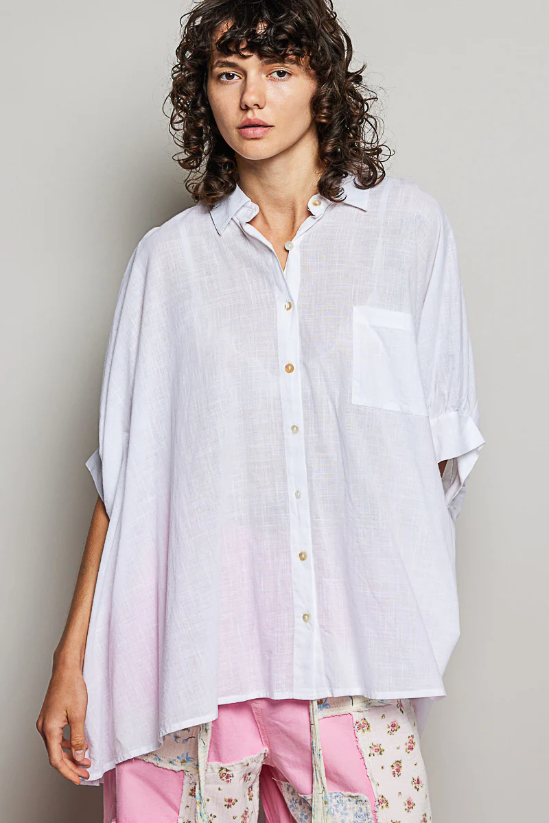 POL Button Down Half Dolman Sleeve Shirt - Image 2
