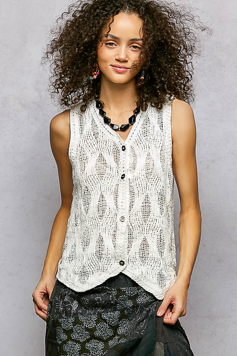POL Button Down V-Neck Sweater Vest - Image 2