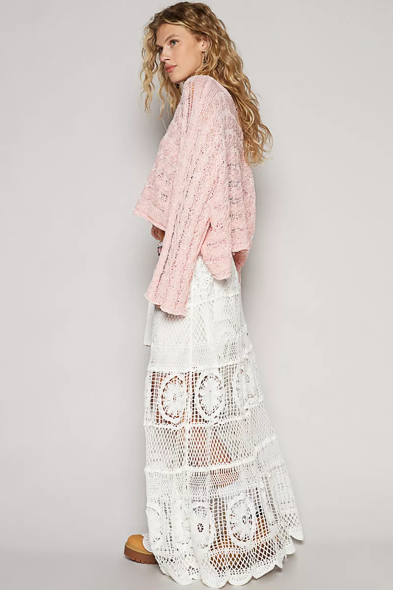 POL Crochet Floral Flared Skirt with Elastic Waist Band - Image 6