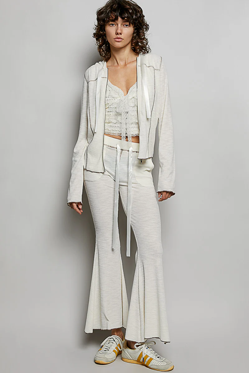 POL Drawstring Textured Ribbed Knit Pants - Image 4