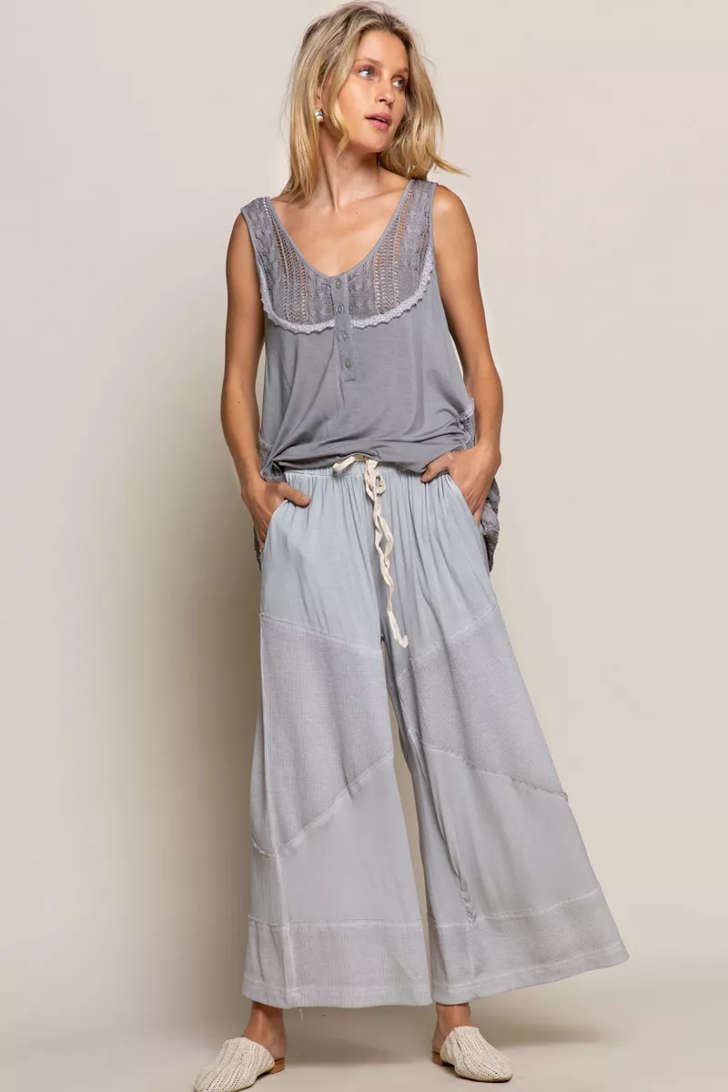 POL Elastic Waistband Wide Leg Pants with Drawstring - Image 4