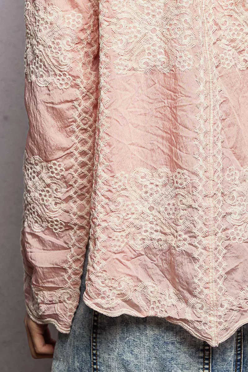 POL Embroidery Button Down Long Sleeve Shirt - Image 7