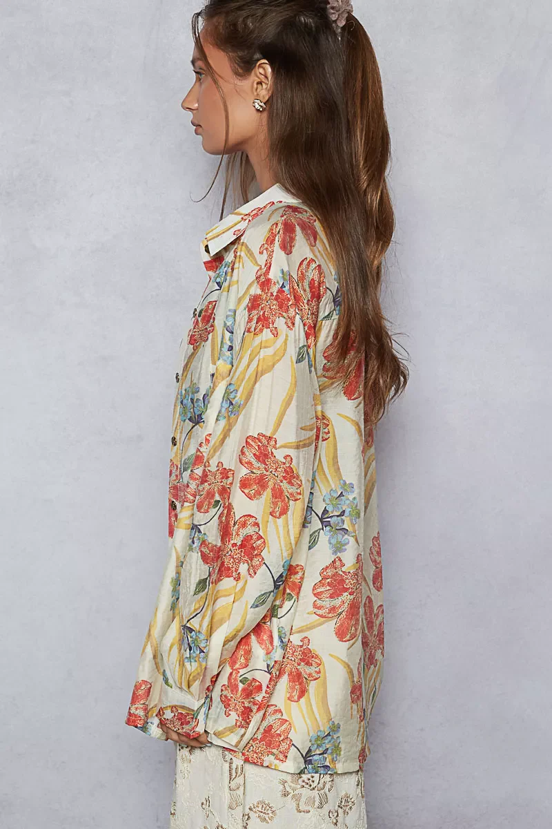 POL Floral Print Button Down Long Sleeve Shirt - Image 7