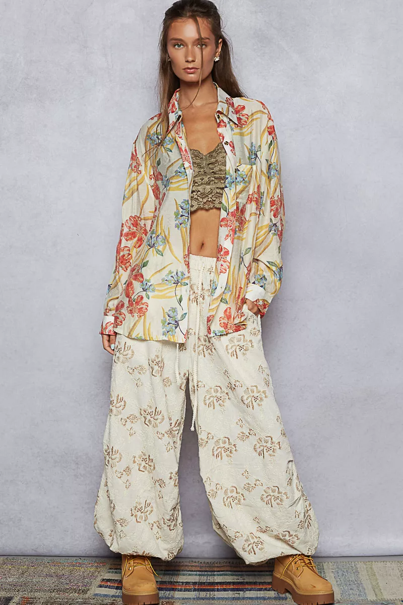 POL Floral Print Button Down Long Sleeve Shirt - Image 8