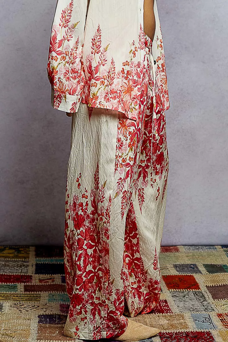 POL Floral Printed Woven Wide Leg Drawstring Pants - Image 2