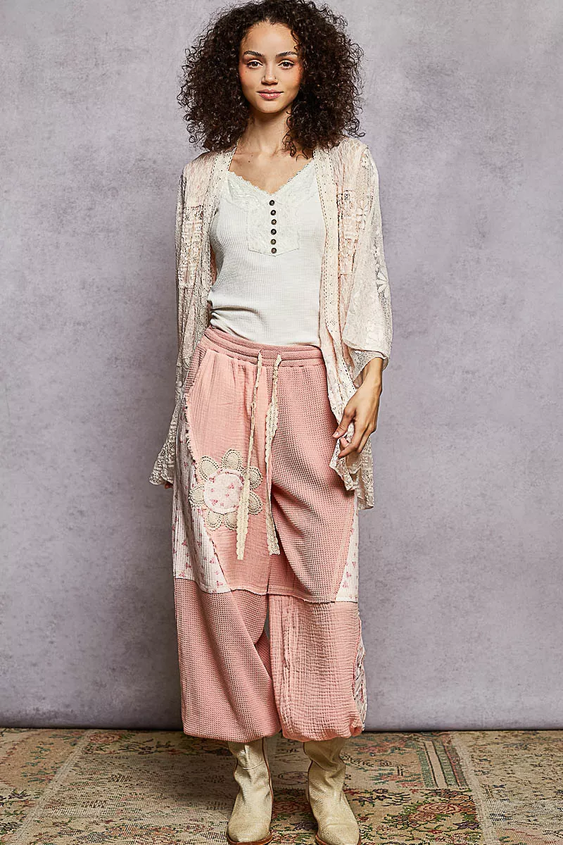 POL Lace Floral Open Front Cardigan with Trim Detail - Image 6
