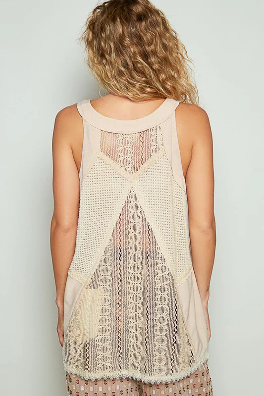 POL Lace Up Crochet Lace Tank - Image 4