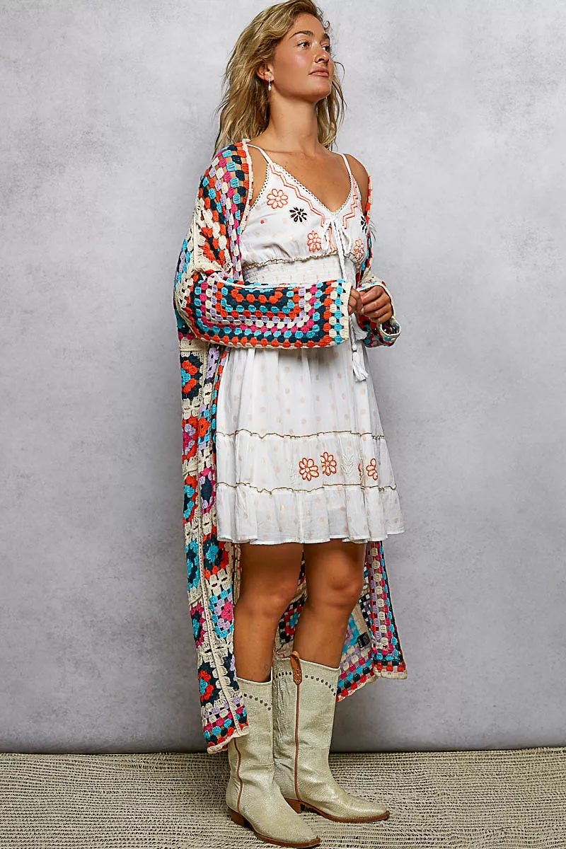 POL Open Front Crochet Cardigan with Weave Knit Patterns - Image 5