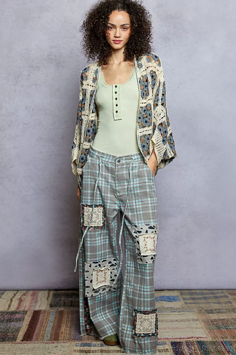 POL Open Front Floral Crochet Cardigan - Image 4