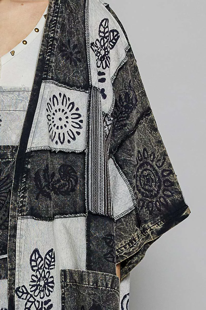 POL Open Front Printed Patchwork Longline Cardigan - Image 7