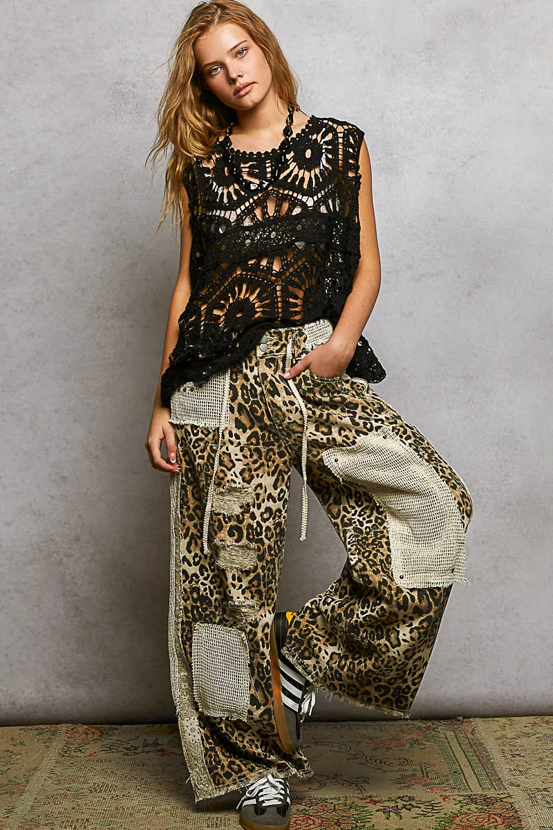 POL Openwork Round Neck Floral Crochet Tank - Image 5