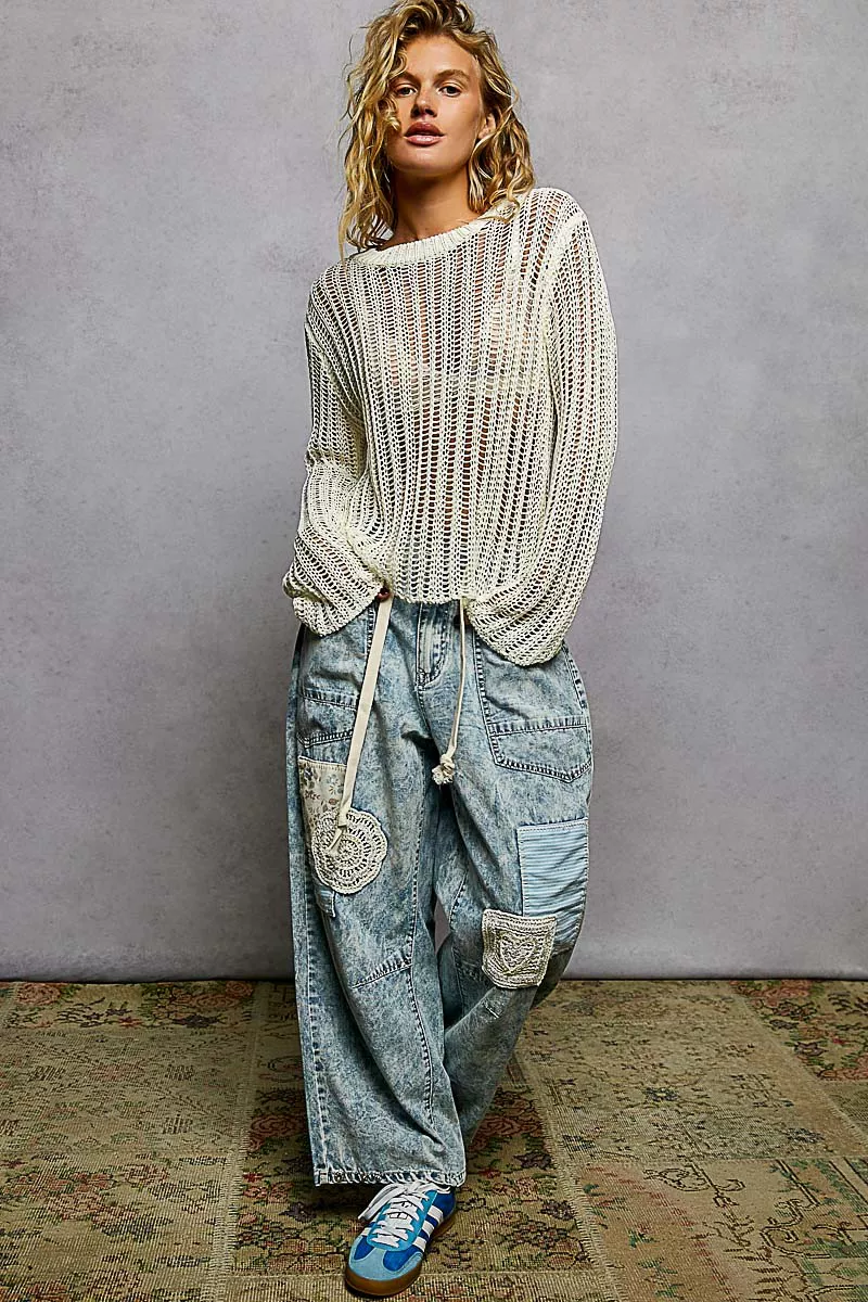 POL Openwork Round Neck Knit Cover Up - Image 5