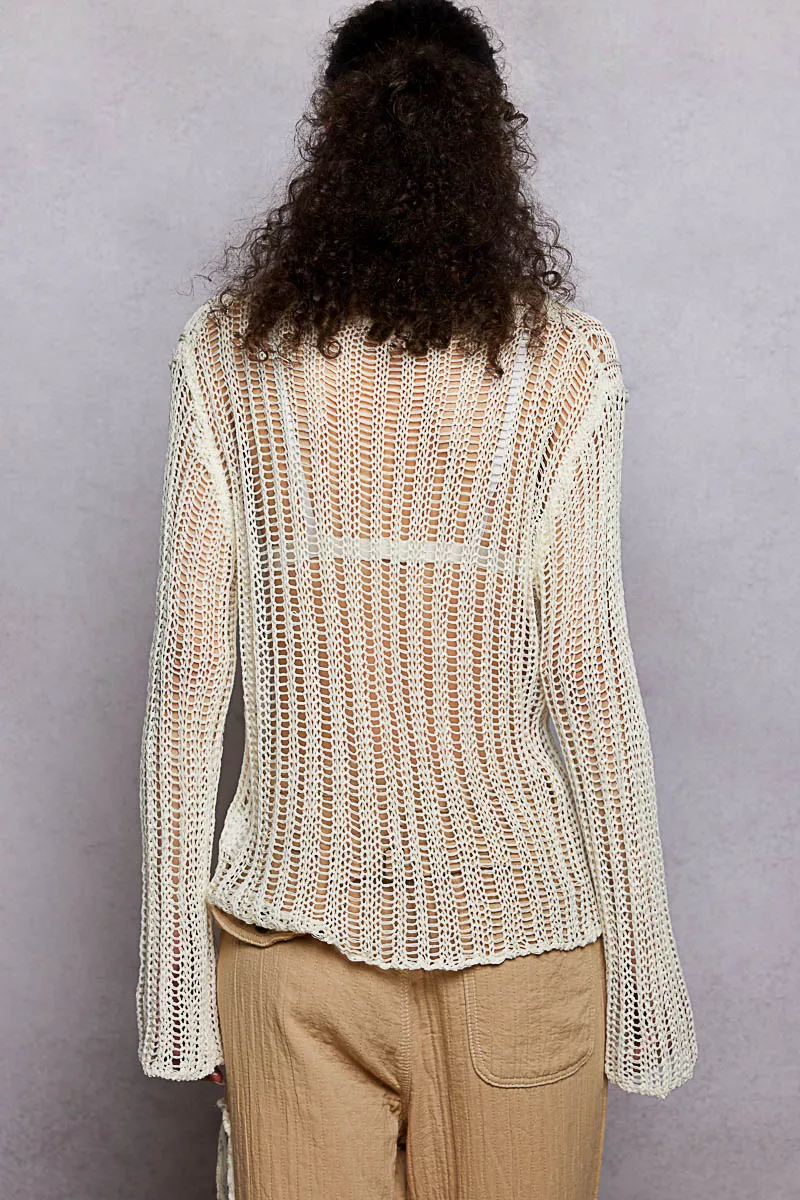POL Openwork Round Neck Knit Cover Up - Image 12
