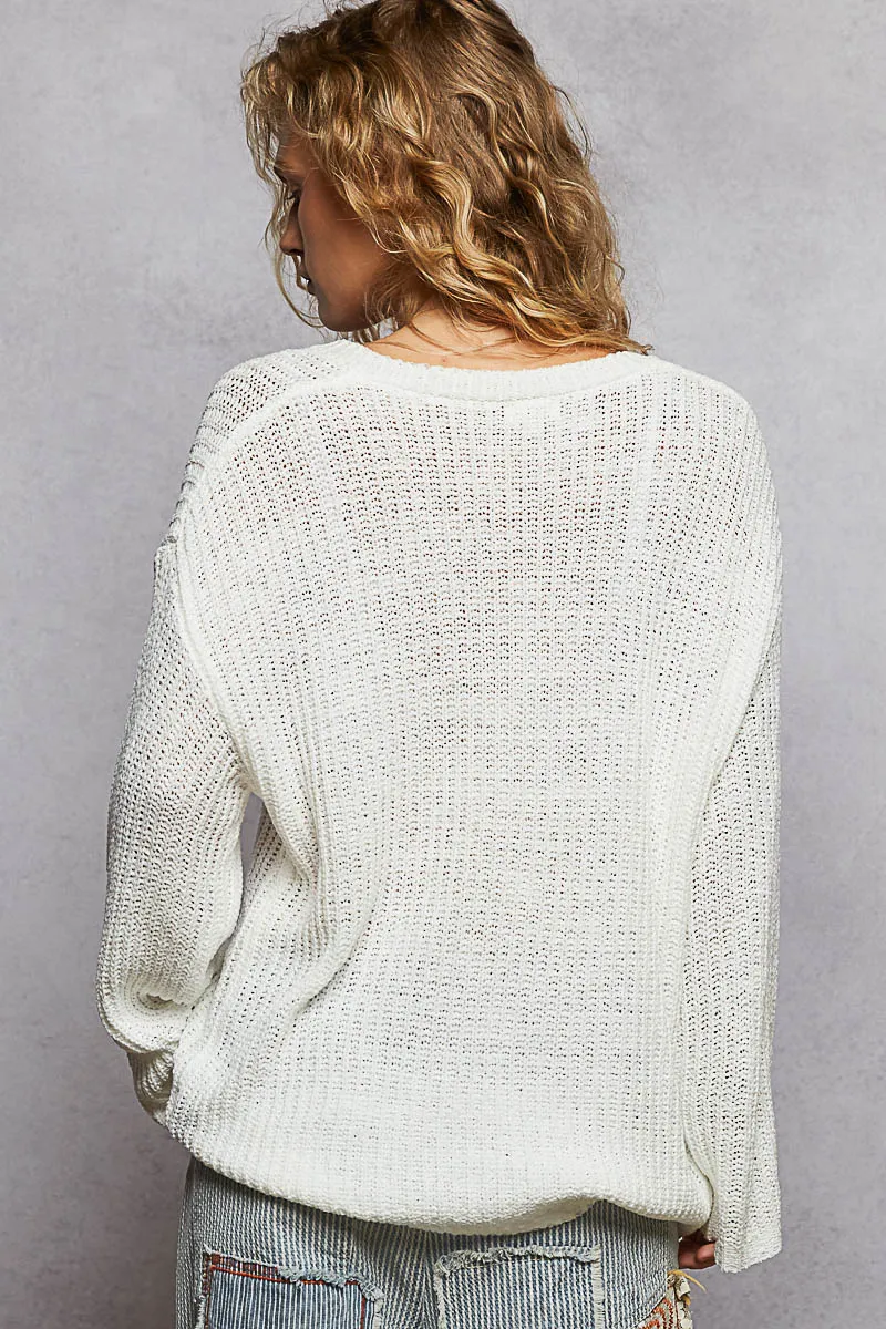 POL Oversized V-Neck Knit Top - Image 4
