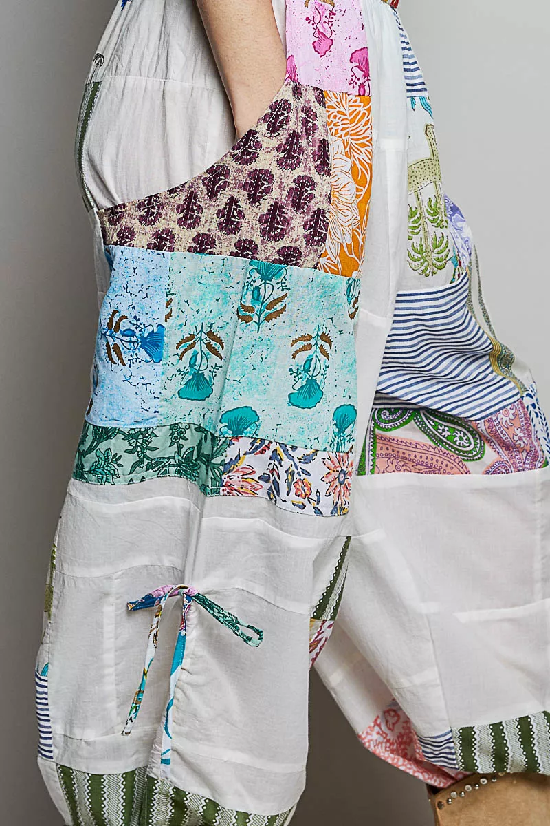 POL Printed Patchwork Wide Leg Pants with Adjustable Side Drawstring - Image 5