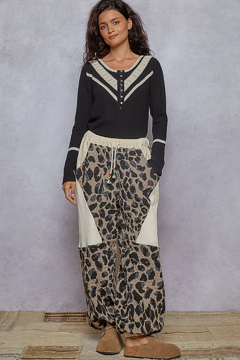 POL Ribbed Half Button Lace Detail Knit Top - Image 8