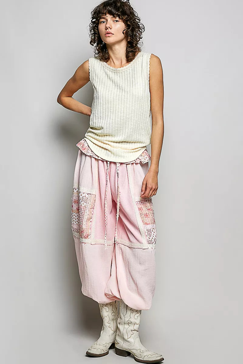 POL Ribbed Round Neck Tank with Lace Trim - Image 5