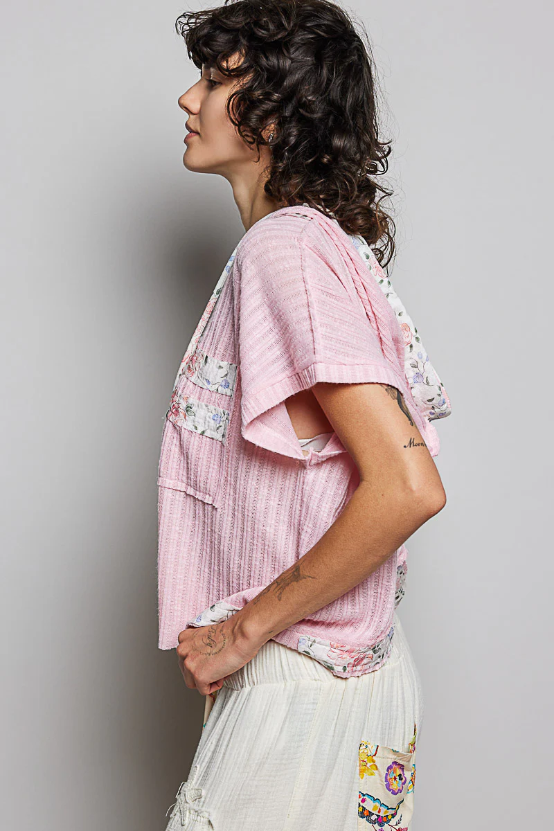 POL Short Sleeve Hooded Top with Back-Open Detail - Image 2