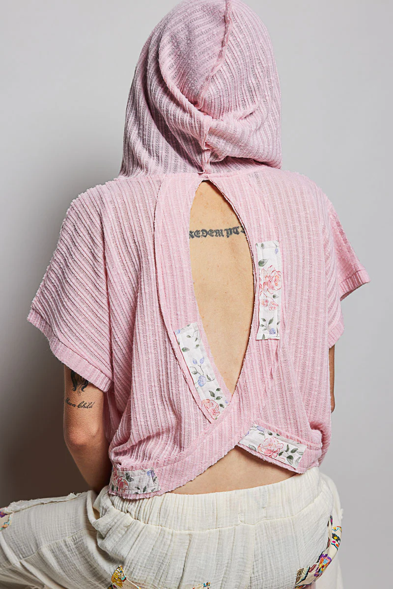 POL Short Sleeve Hooded Top with Back-Open Detail - Image 5
