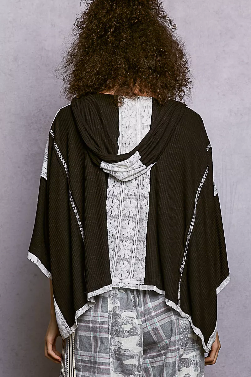 POL Short Sleeve Hoodie Top with Lace Detail - Image 4
