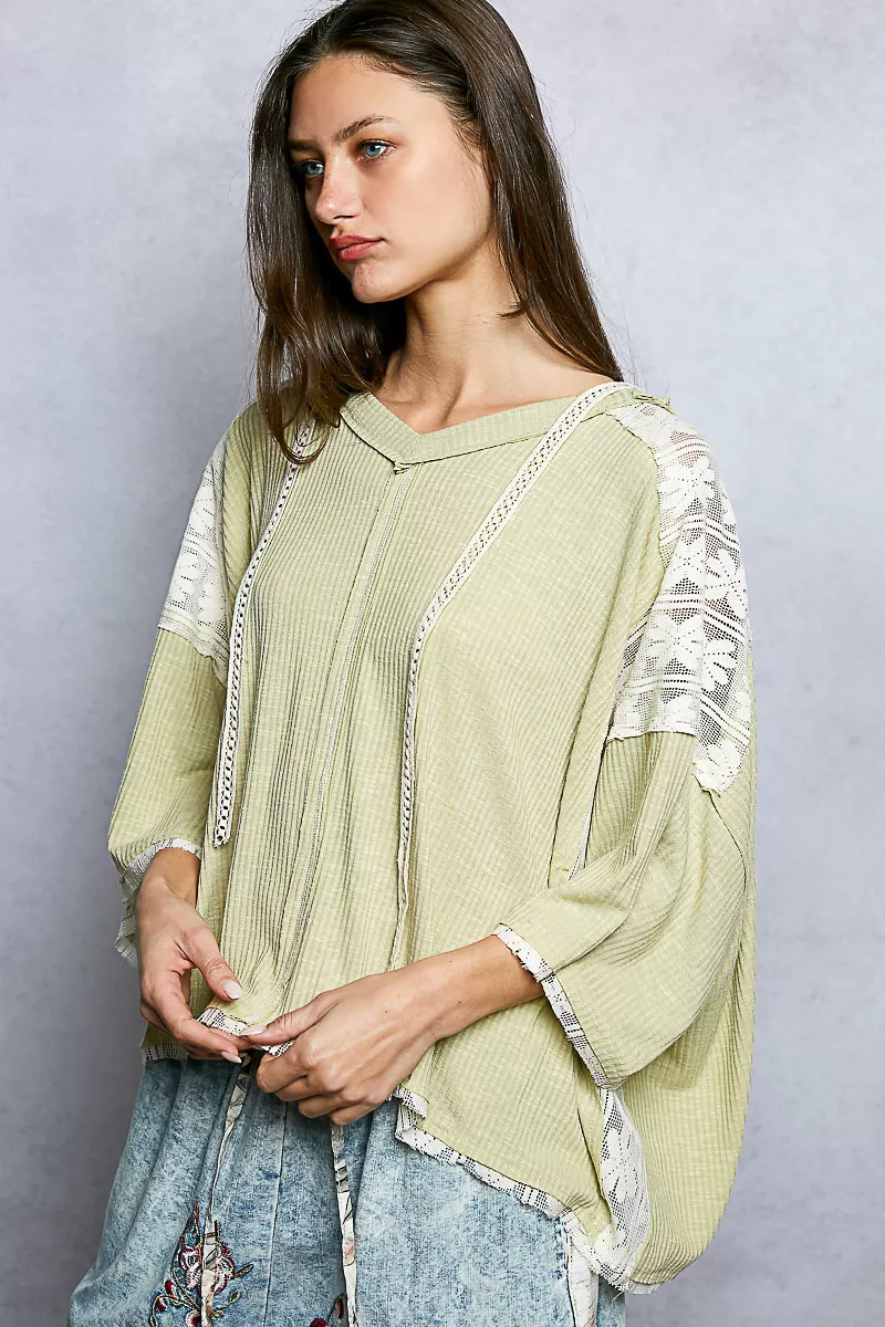 POL Short Sleeve Hoodie Top with Lace Detail - Image 4