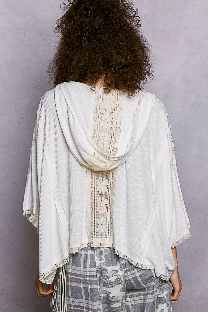 POL Short Sleeve Hoodie Top with Lace Detail - Image 4