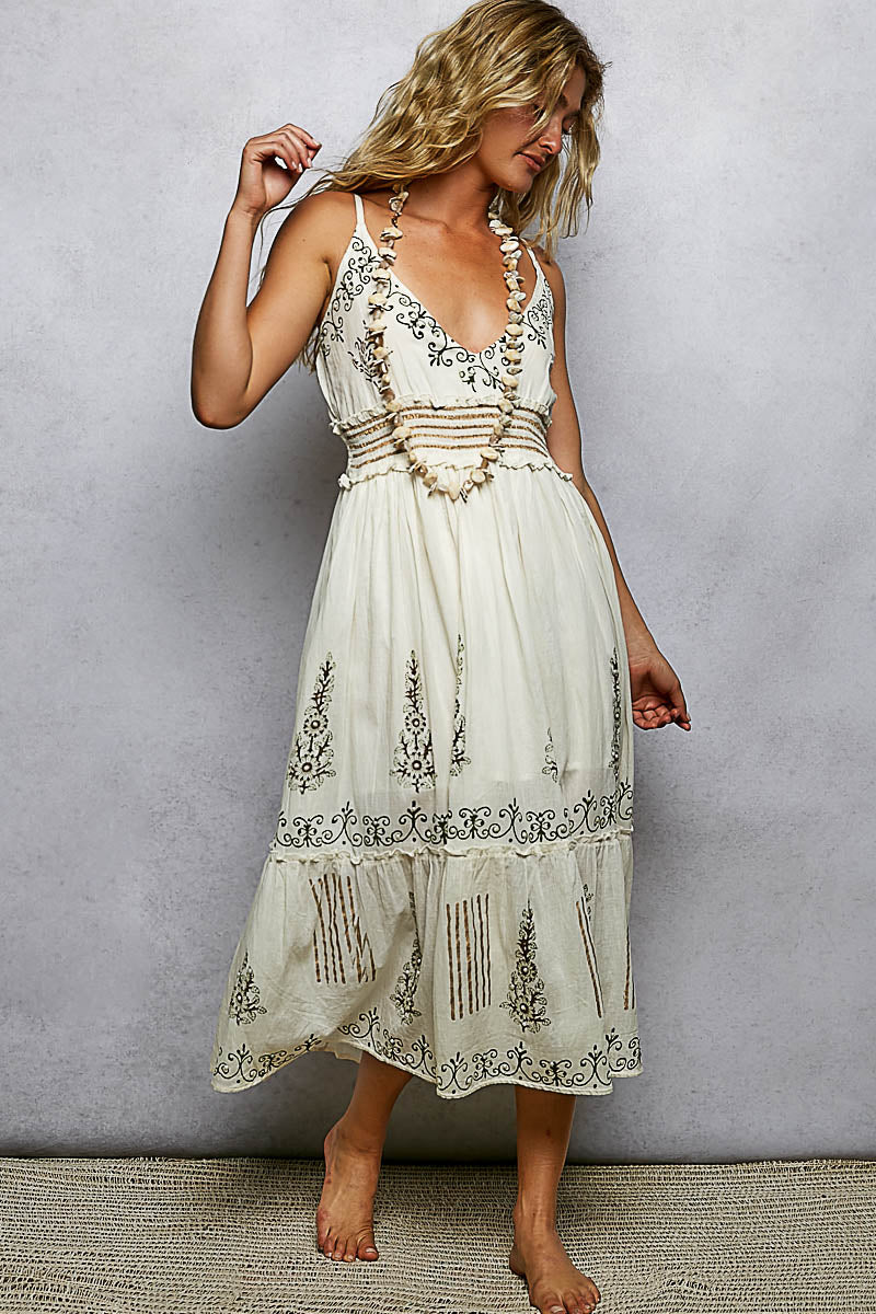 POL Smocked Waistband Floral Midi Cami Dress - Image 2