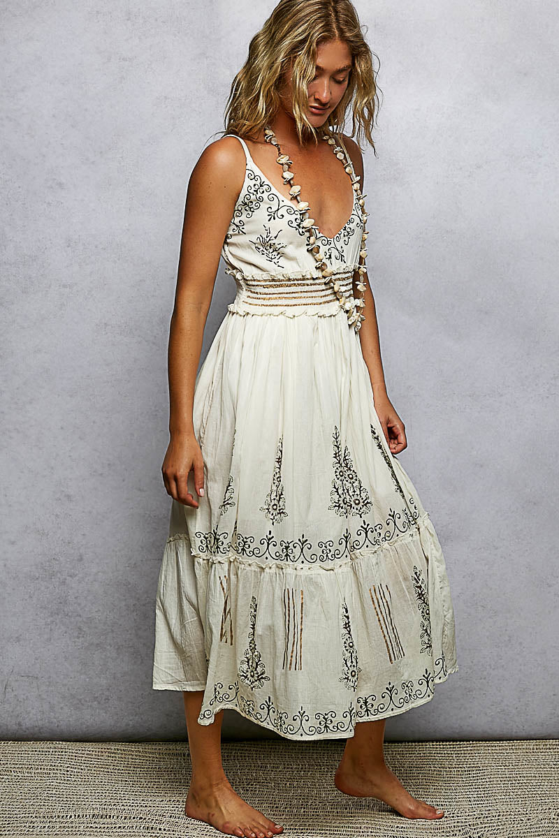 POL Smocked Waistband Floral Midi Cami Dress - Image 3