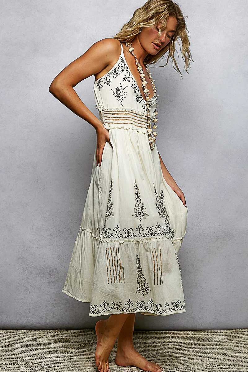 POL Smocked Waistband Floral Midi Cami Dress - Image 4