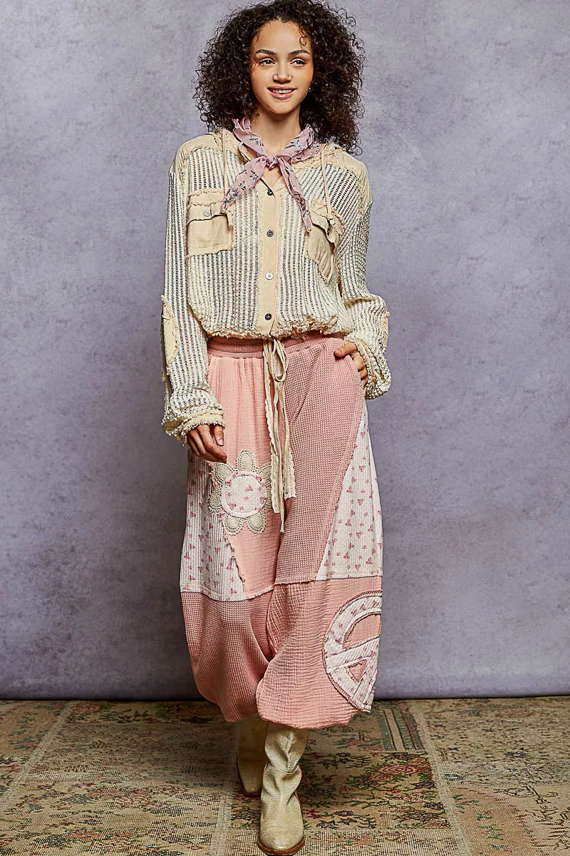 POL Texture Woven Button Down Hooded Shirt with Drawstring Hem - Image 6