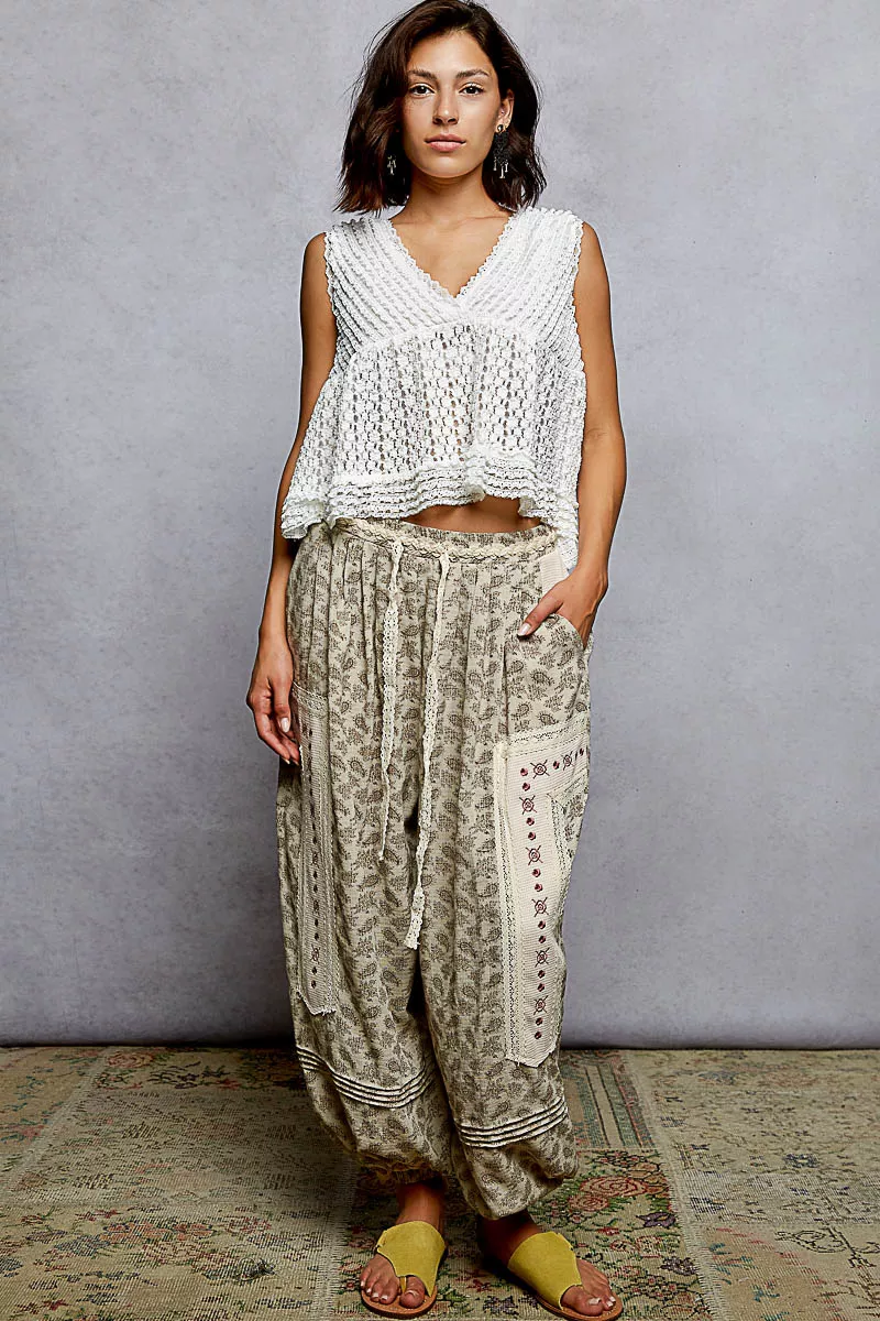 POL Textured Lace Cropped Tank with Trim Detail - Image 5