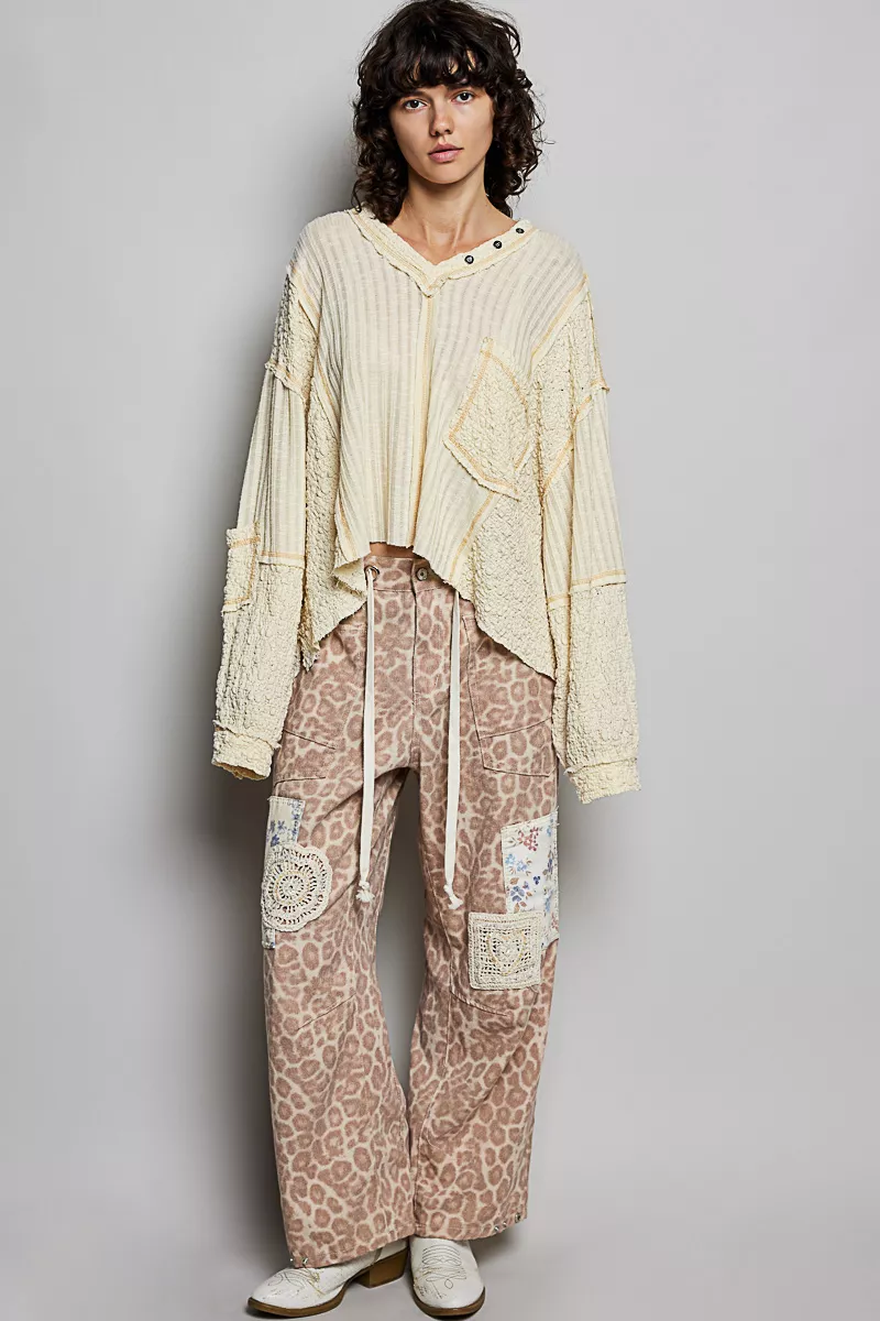 POL V-Neck Long Sleeve Top with Stitch Detail - Image 5