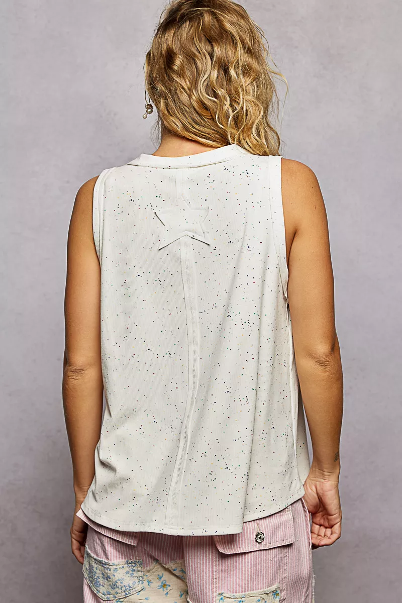 POL V-Neck Ribbed Tank with American Flag Patch and Star Back Patch - Image 5