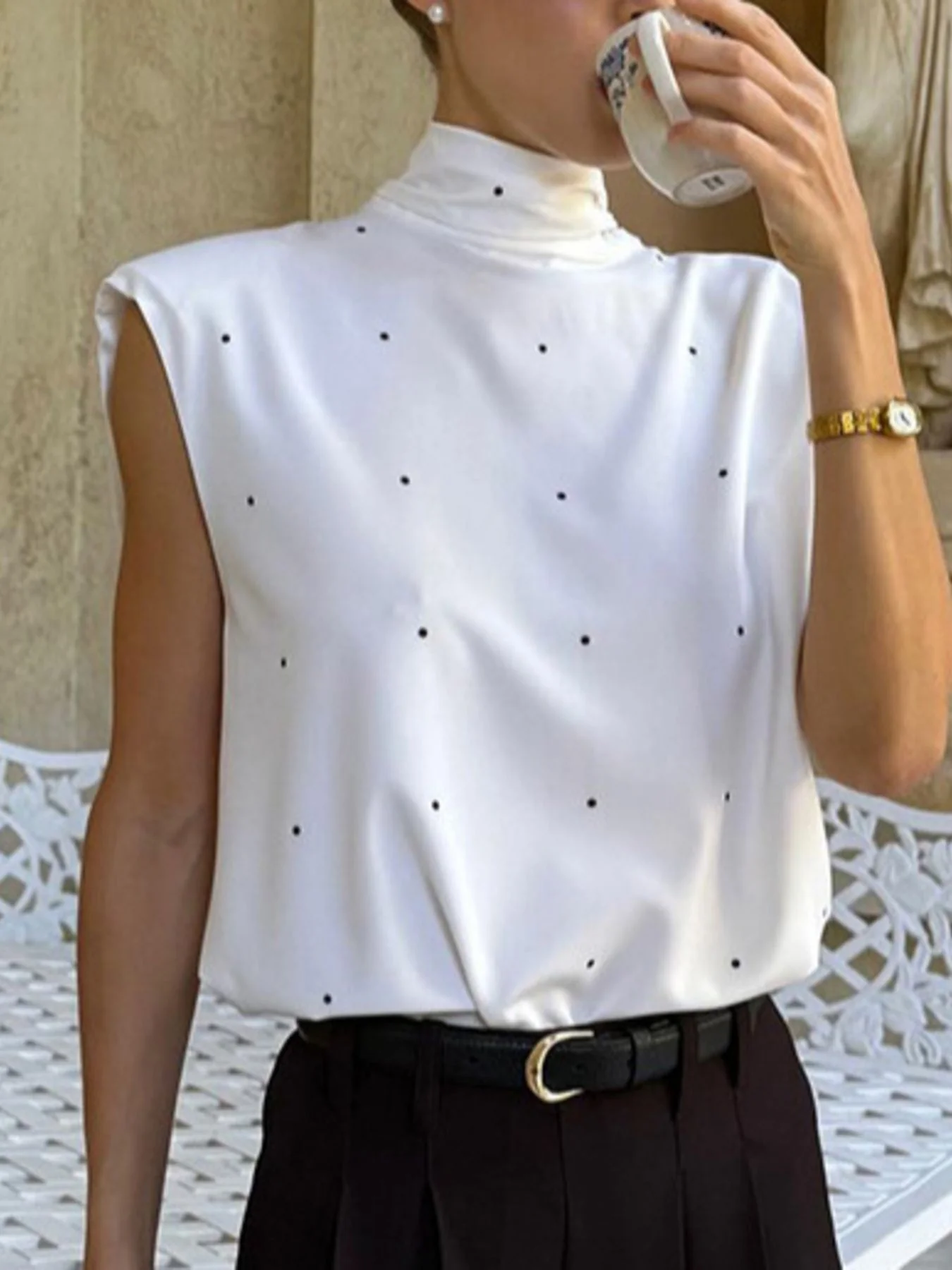 Polka Dot High Neck Tank - Image 4