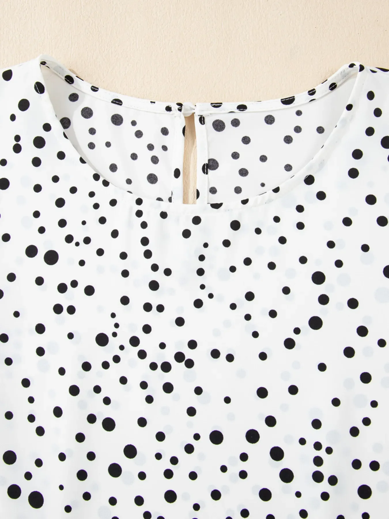 Polka Dot Layered Ruffled Short Sleeve Blouse - Image 9