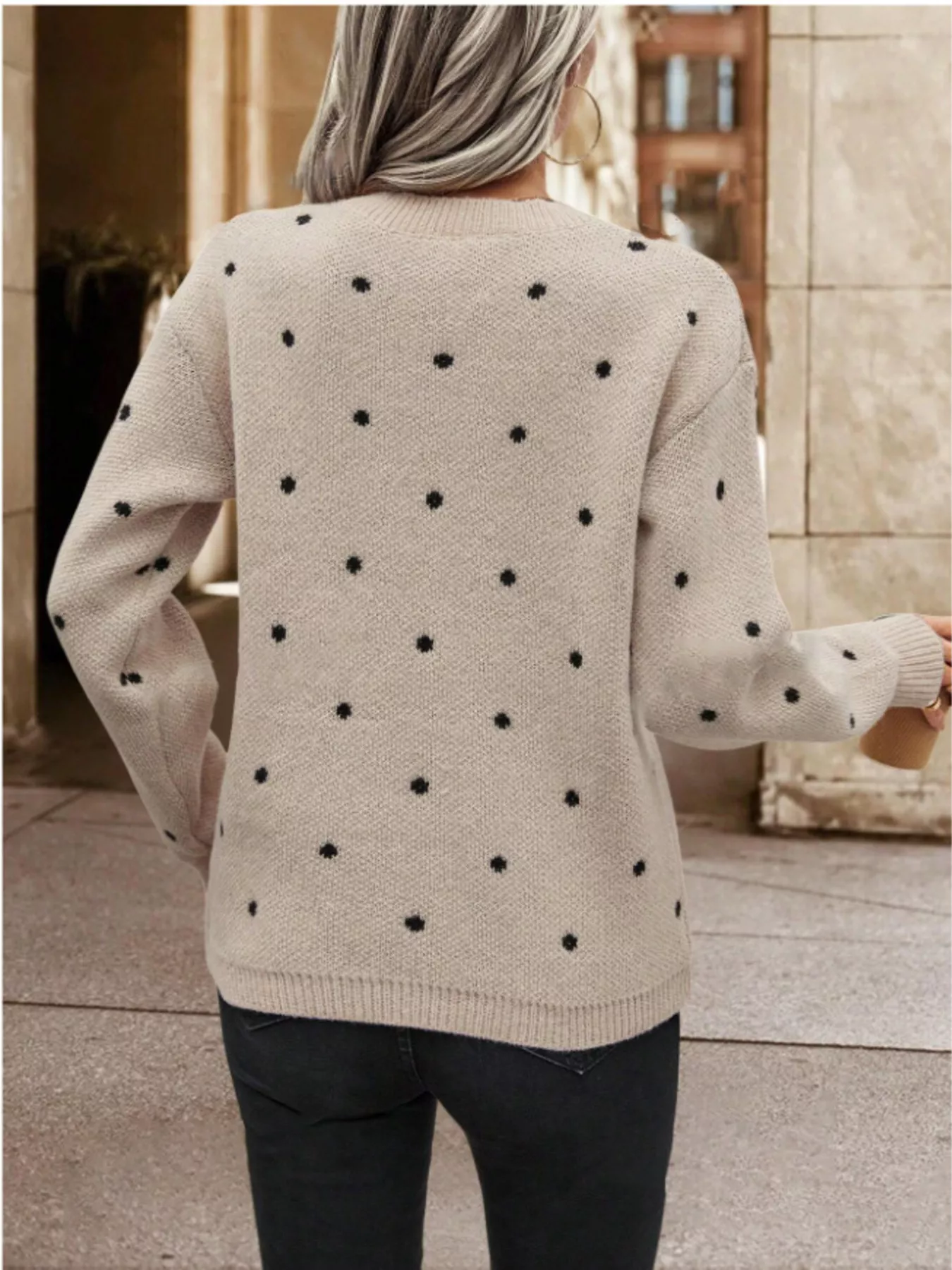 Polka Dot Long Sleeve Sweater - Image 3
