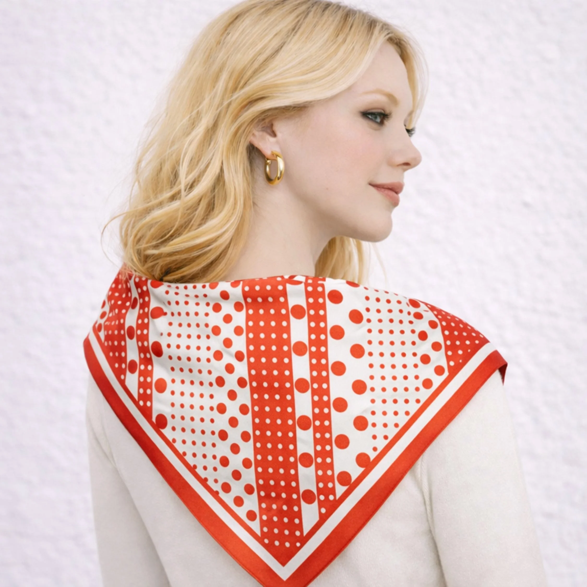 Polka Dot Print Square Scarf - Image 4