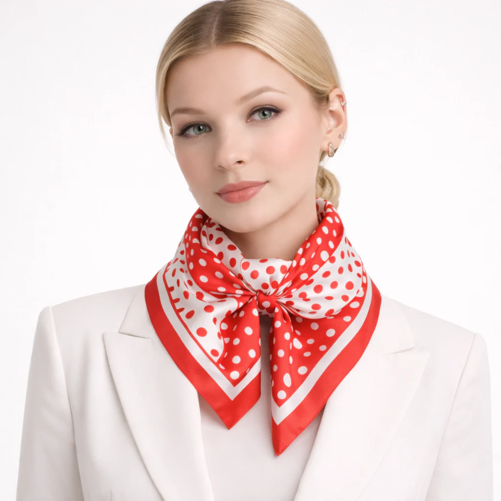 Polka Dot Print Square Scarf - Image 5