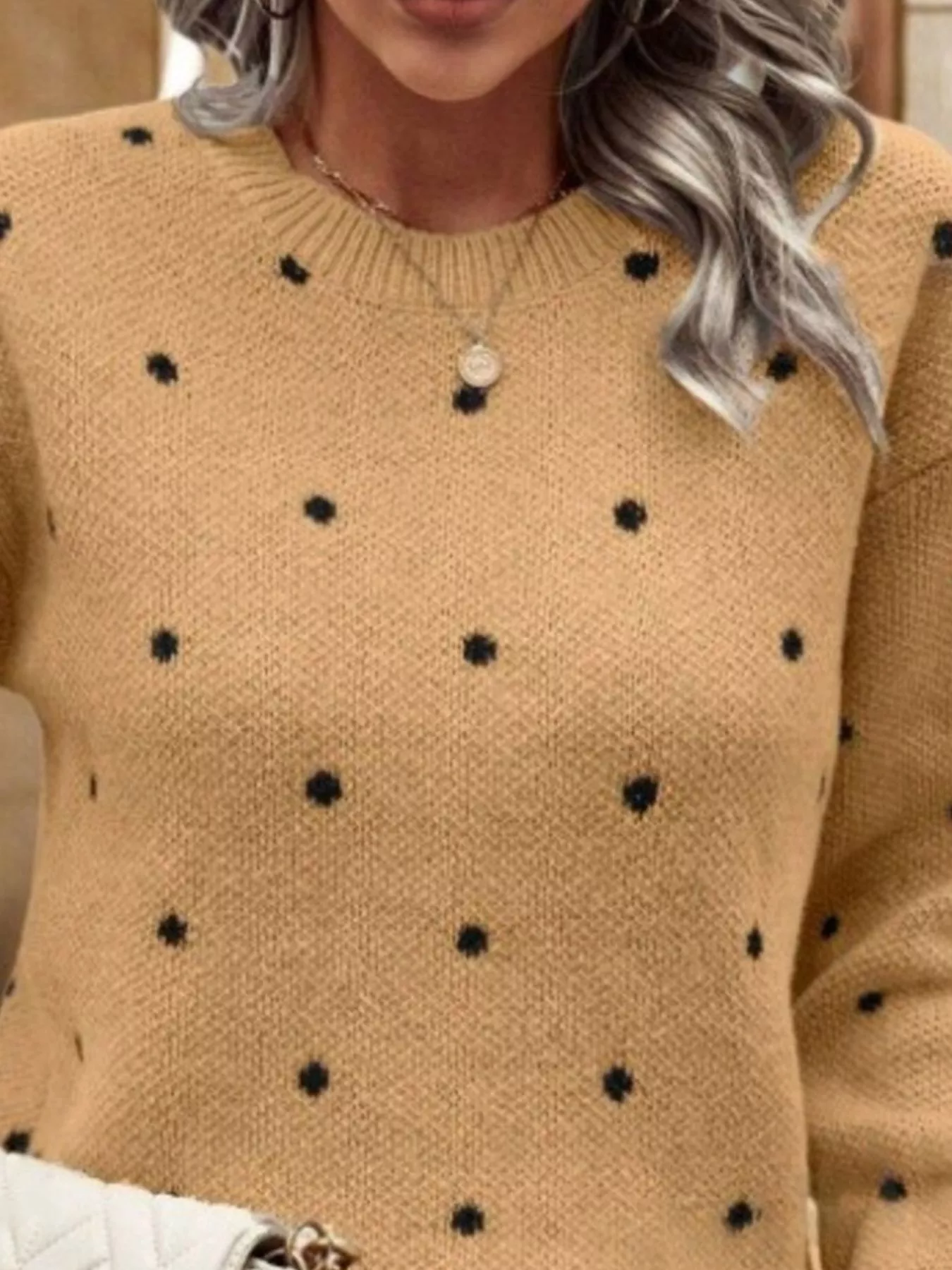 Polka Dot Round Neck Sweater - Image 17