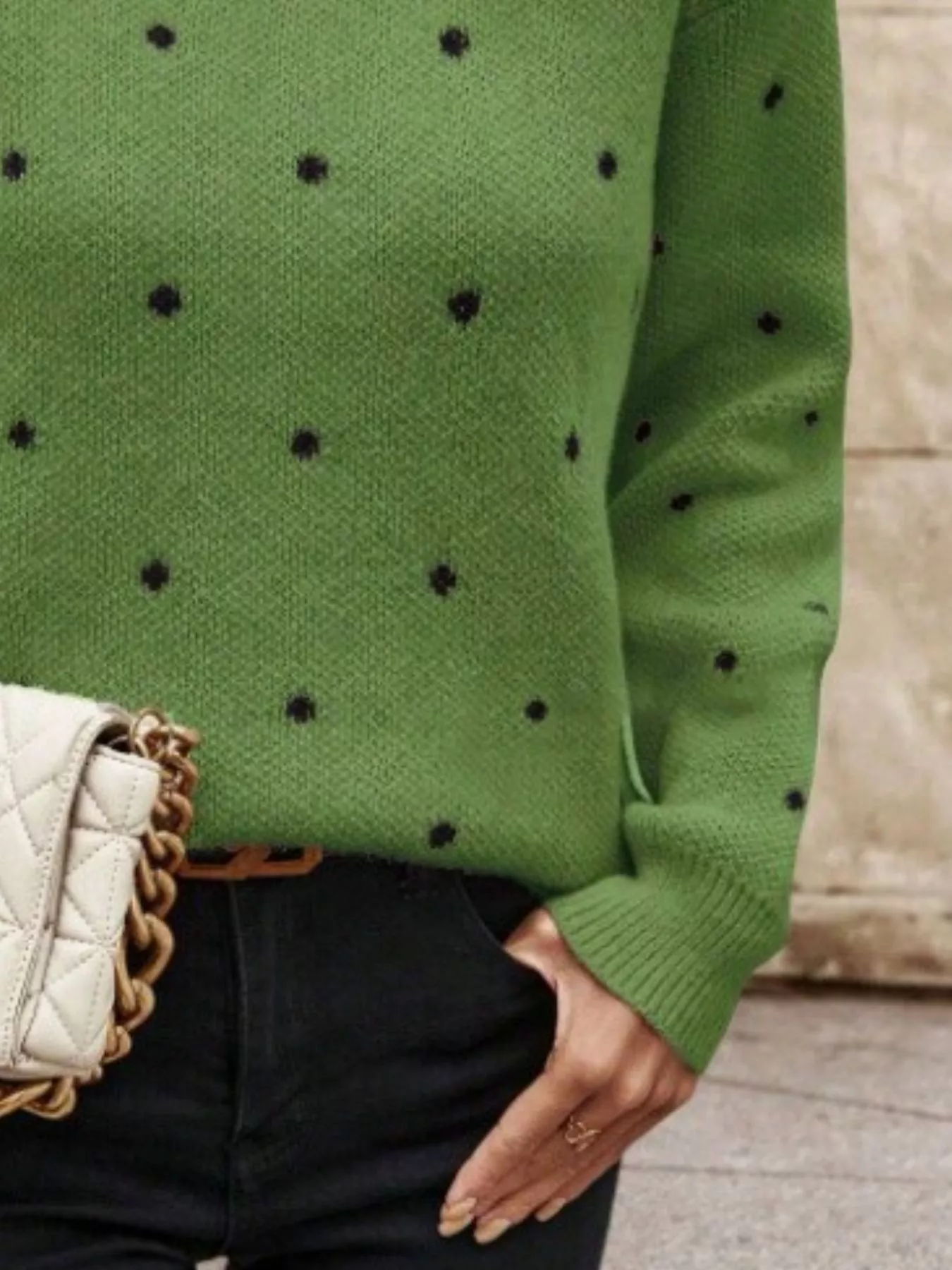 Polka Dot Round Neck Sweater - Image 9