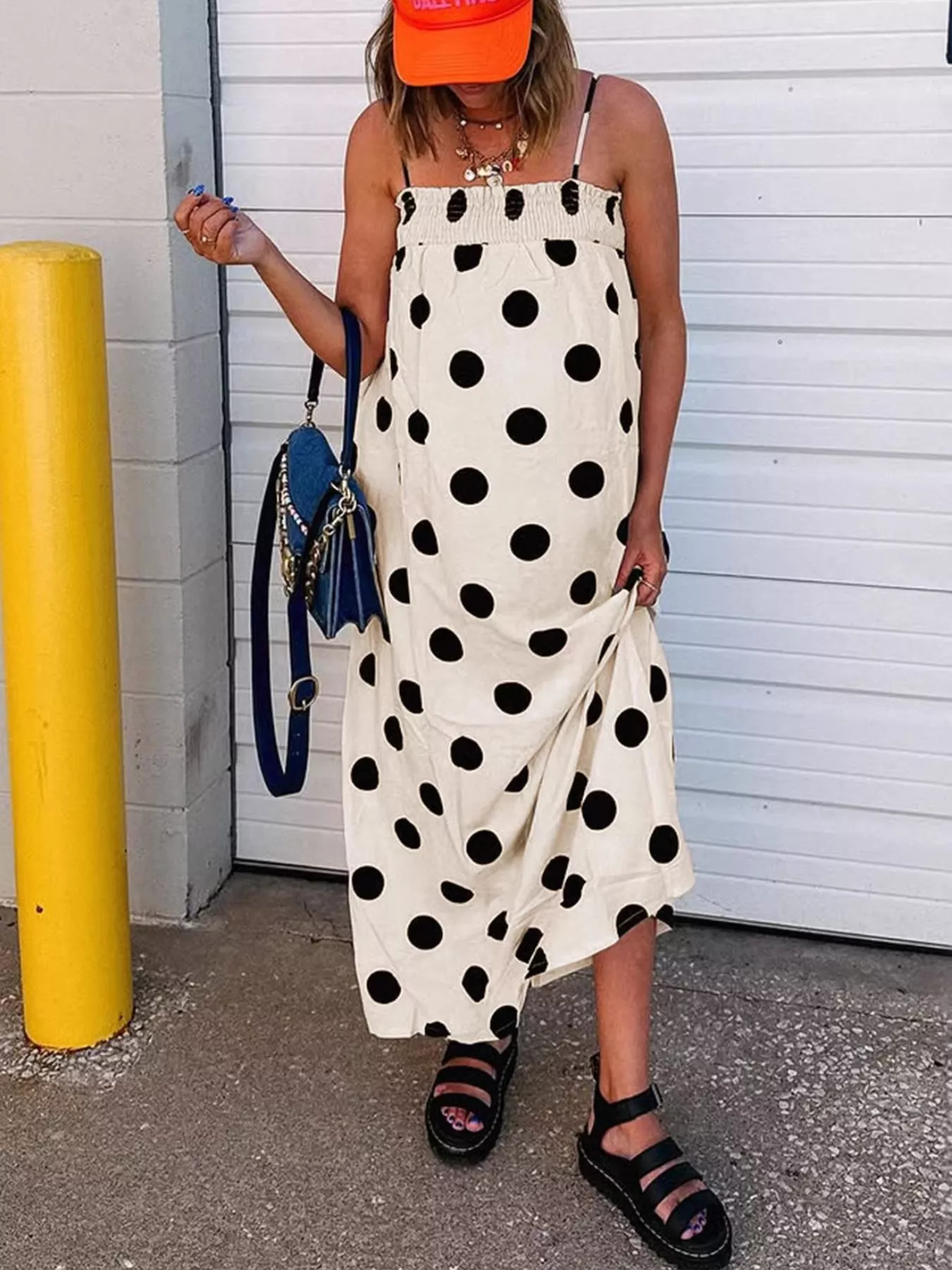 Polka Dot Spaghetti Strap Maxi Dress