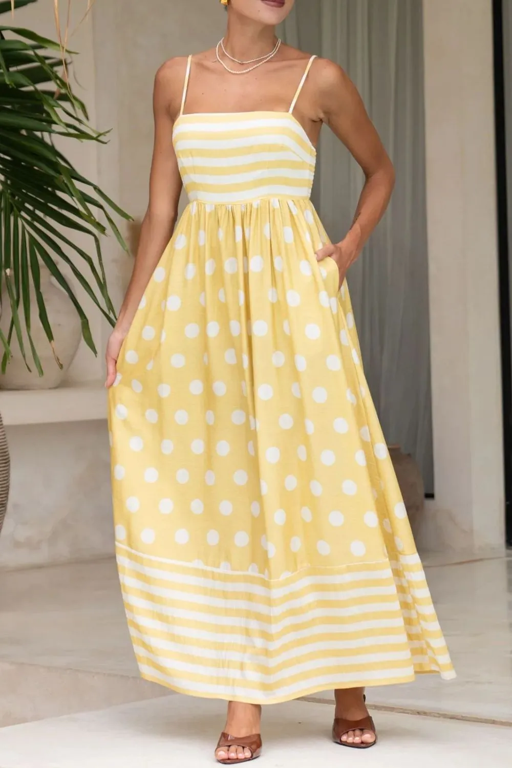 Polka Dot Square Neck Cami Dress - Image 3