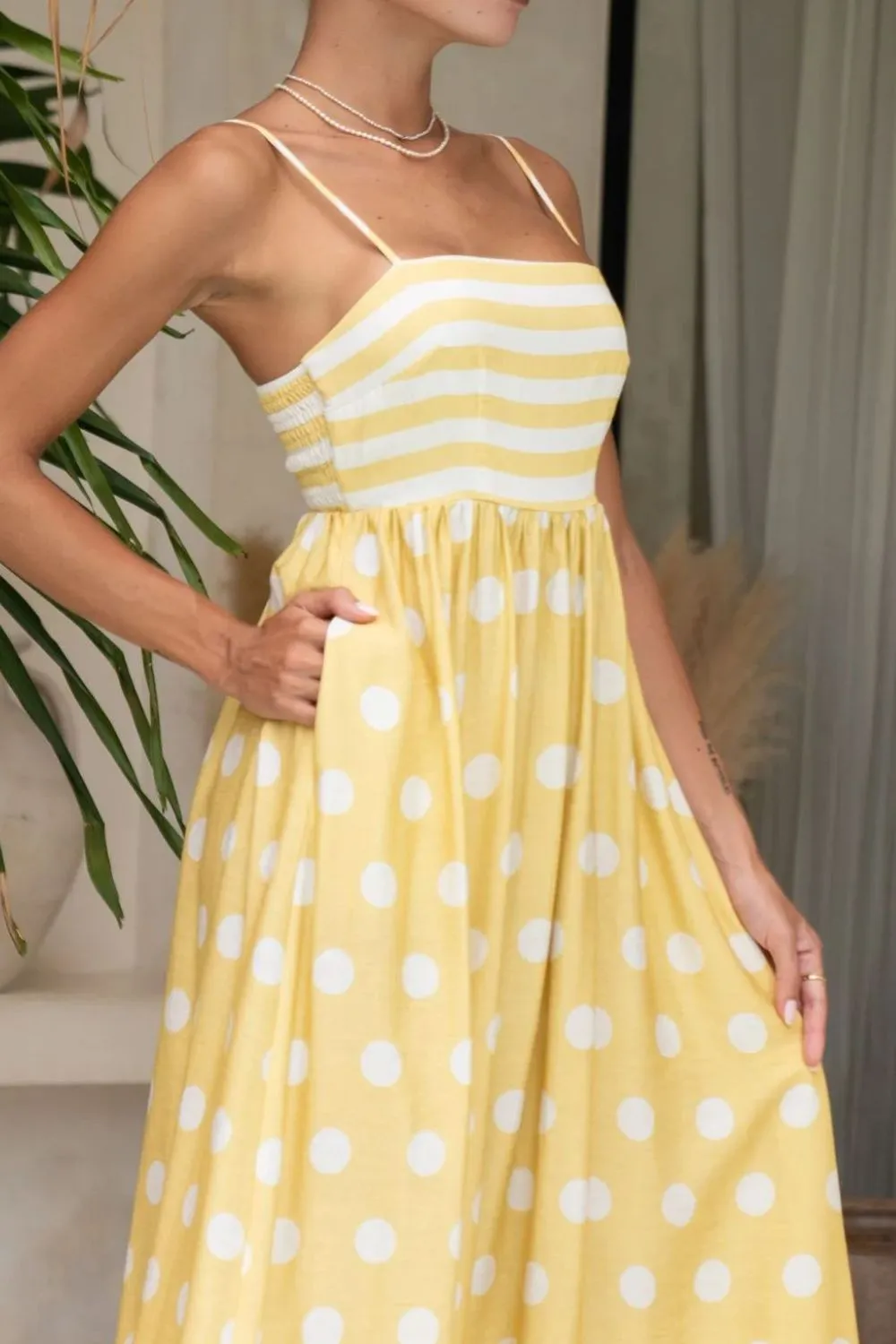 Polka Dot Square Neck Cami Dress - Image 4