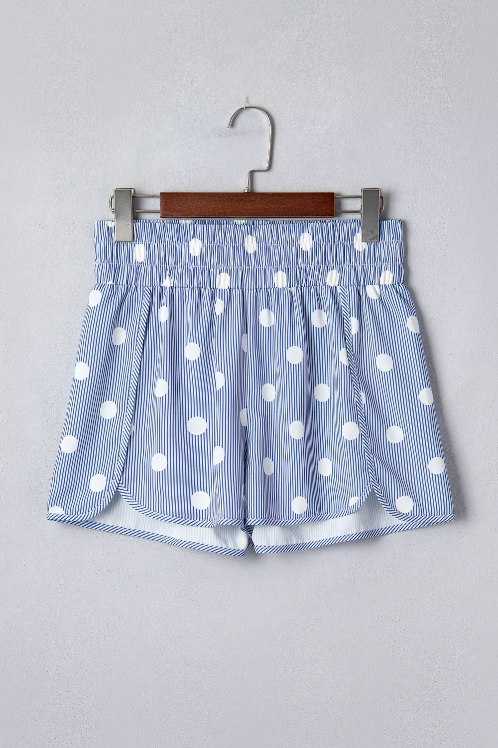 Polka Dot Striped Elastic Waist Shorts - Image 5