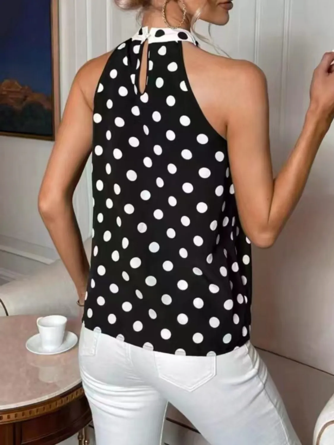 Polka Dot Tie Front Cami - Image 5