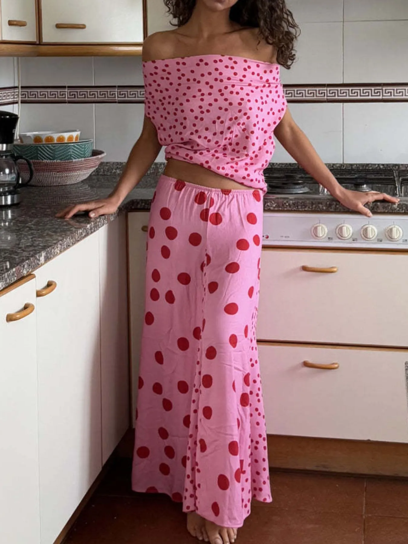 Polka Dot Top and Maxi Skirt Set - Image 10