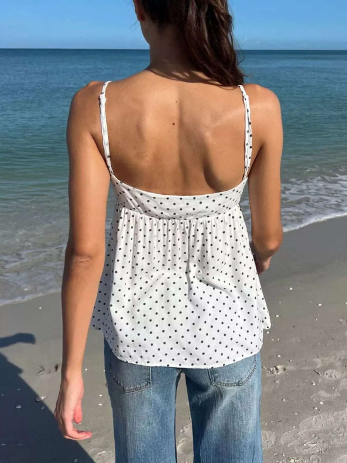 Polka Dot V-Neck Flowy Cami - Image 5