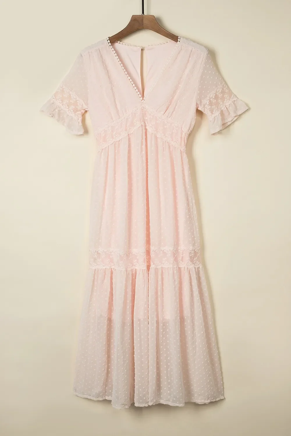 Polka Dot V-Neck Ruffle Midi Dress - Image 9