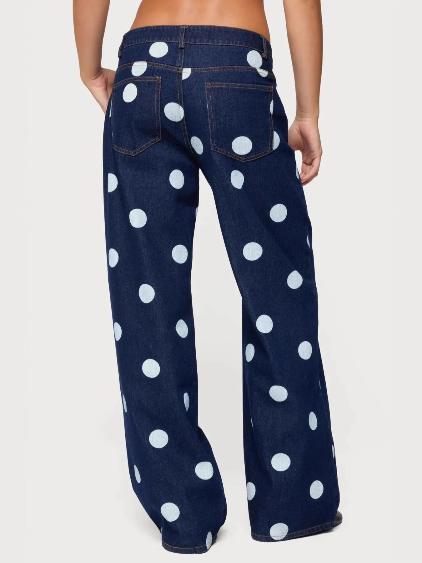Polka Dot Wide Leg Jeans - Image 5